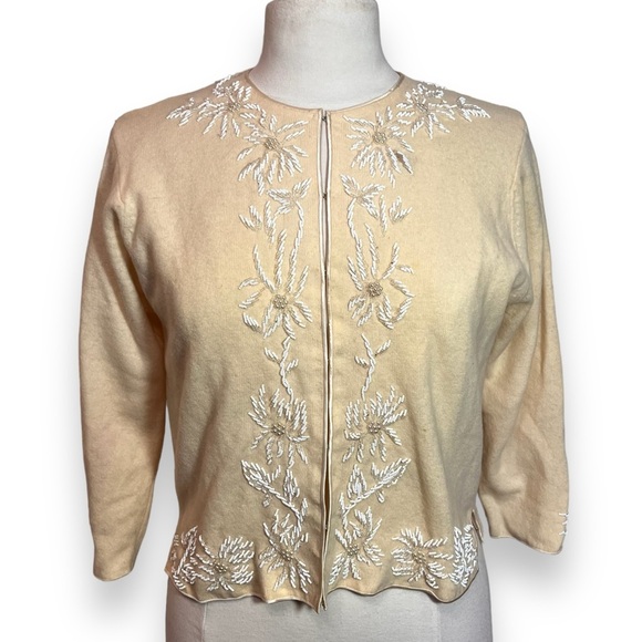 Vintage 1960s Beaded Wool Cardigan by Charles & Co - Picture 1 of 3